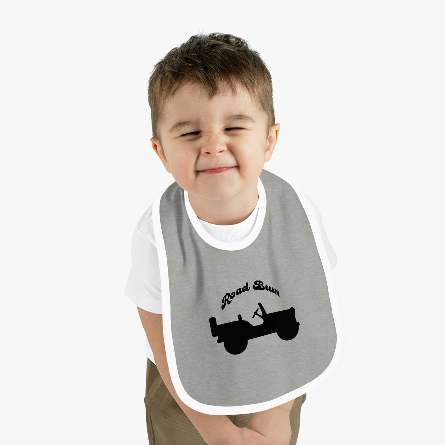 Baby Contrast Trim Jersey Bib - Jeep