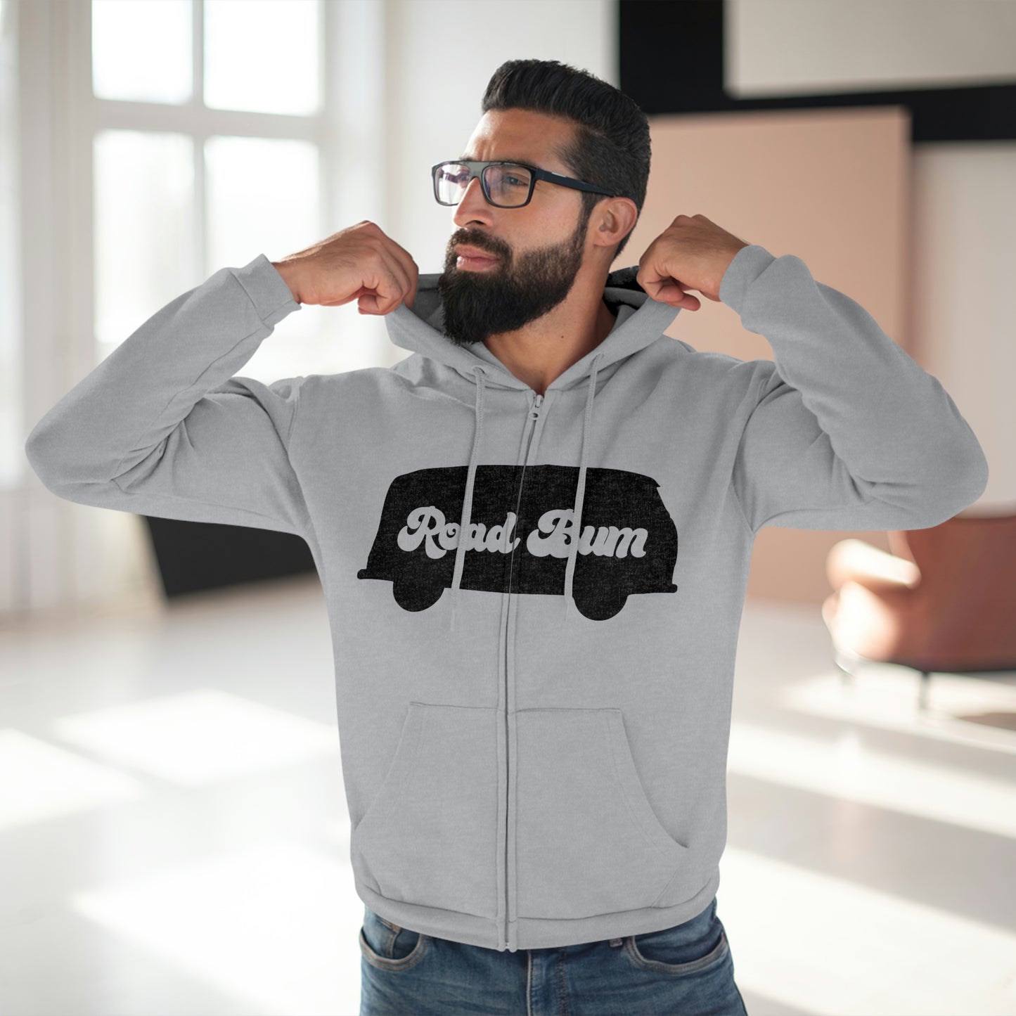 Men's Hooded Zip Sweatshirt - Bus