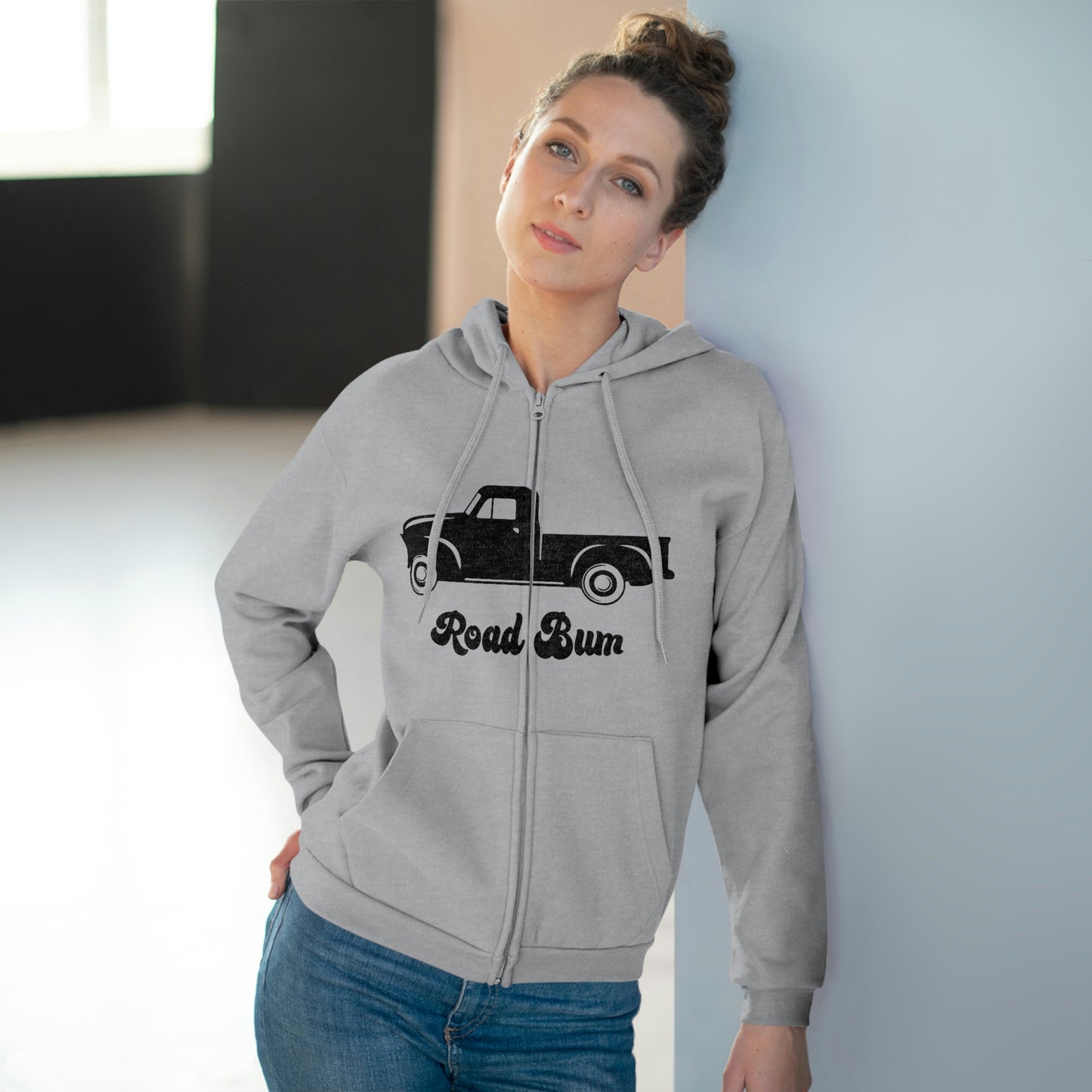 Women's Hooded Zip Sweatshirt - Truck