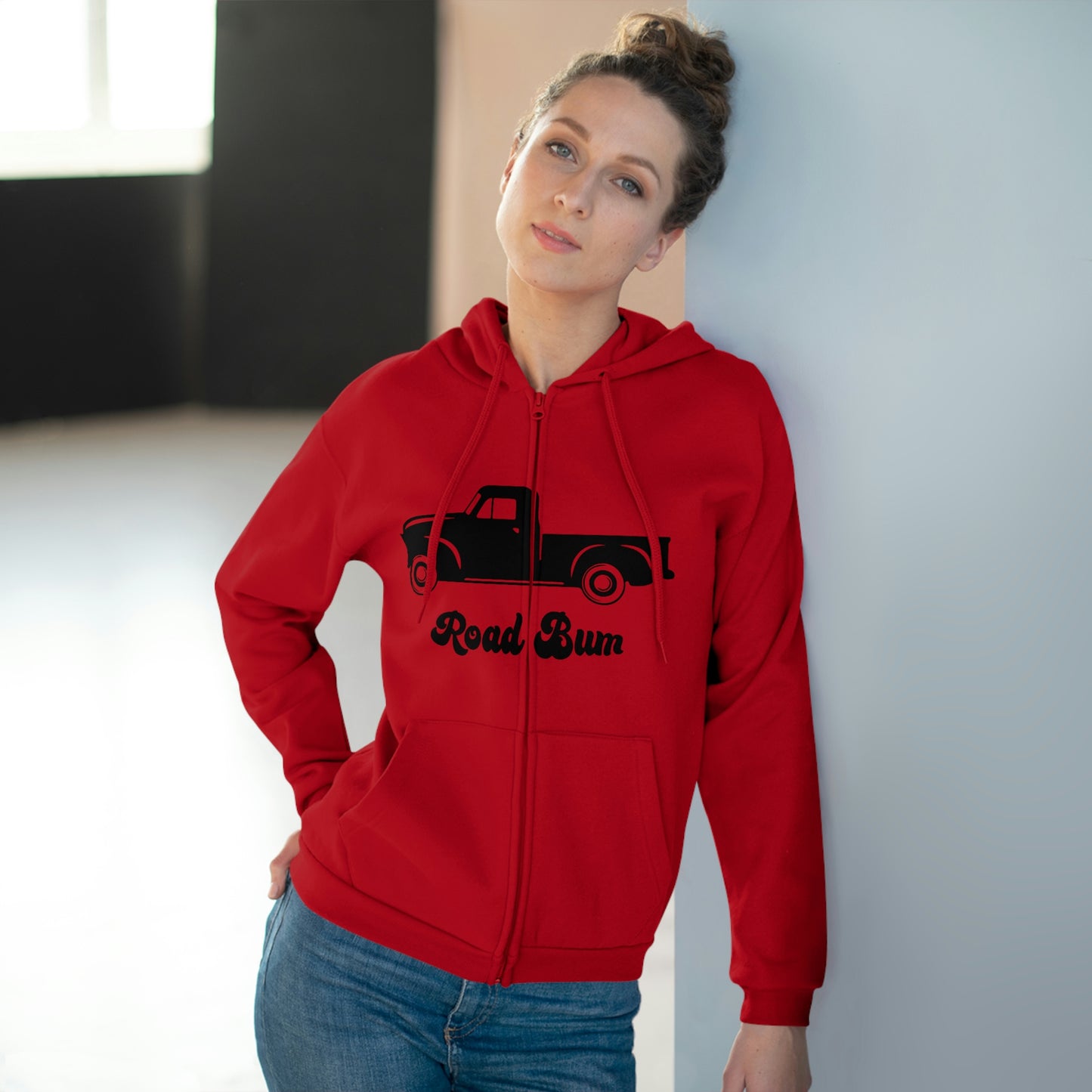 Women's Hooded Zip Sweatshirt - Truck