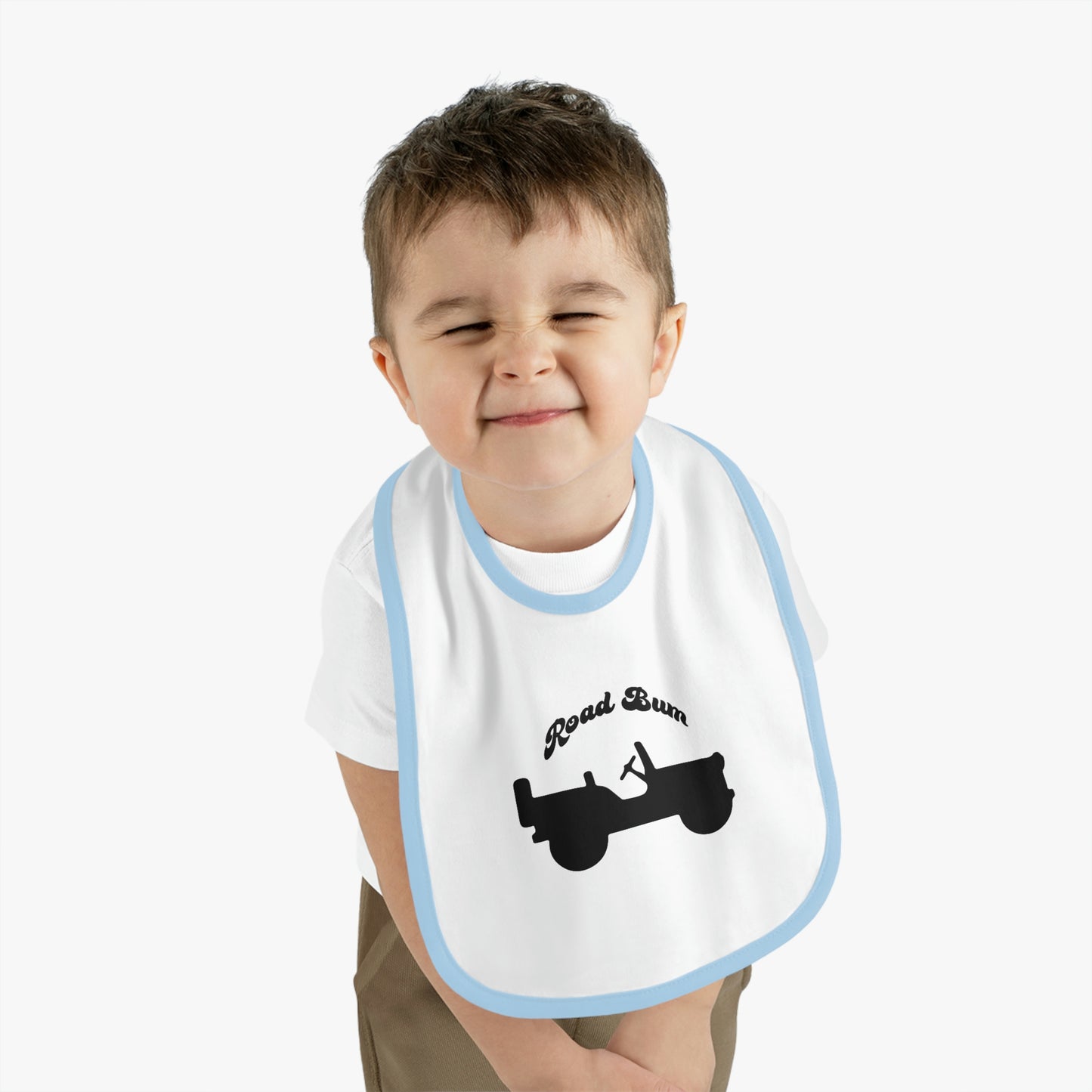 Baby Contrast Trim Jersey Bib - Jeep