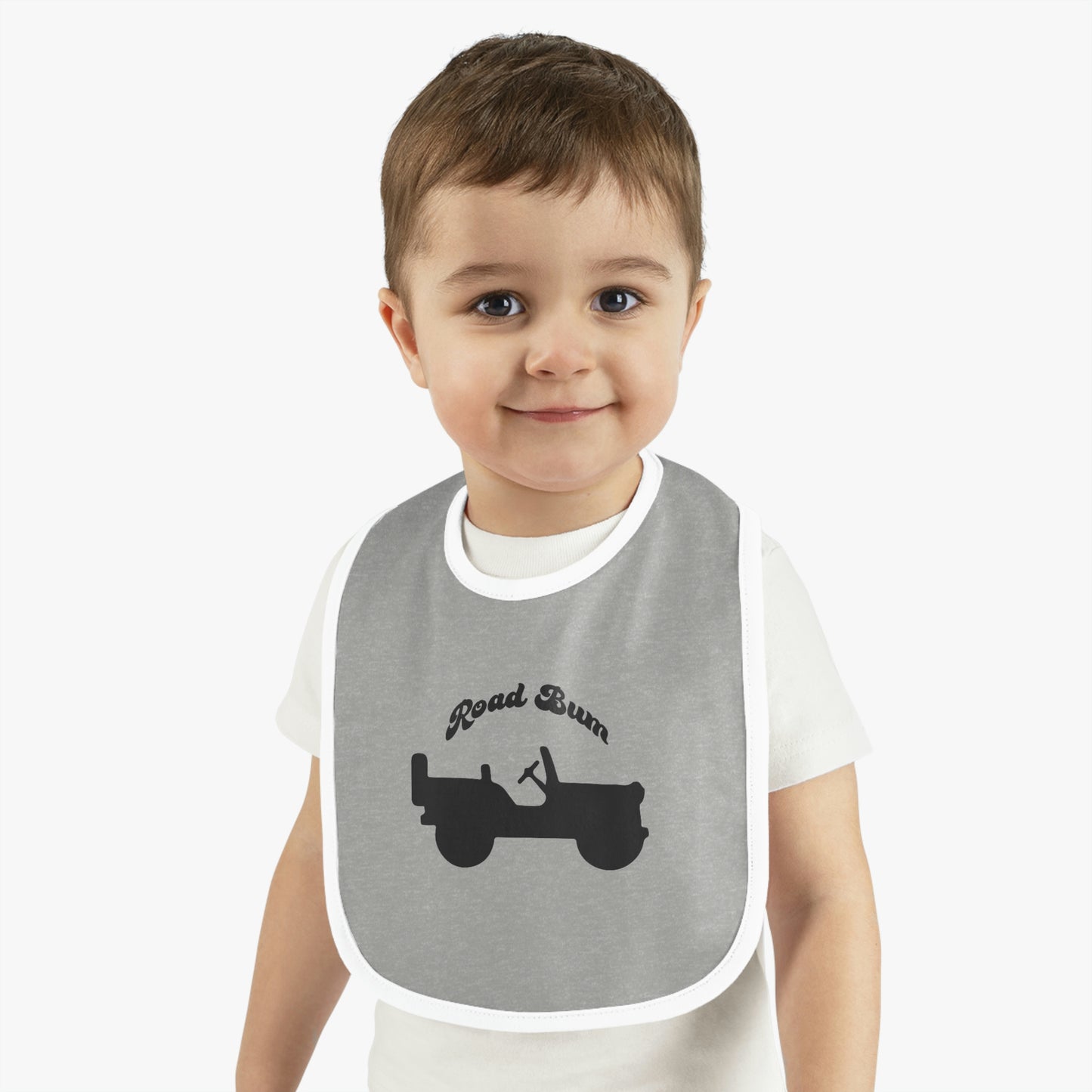 Baby Contrast Trim Jersey Bib - Jeep