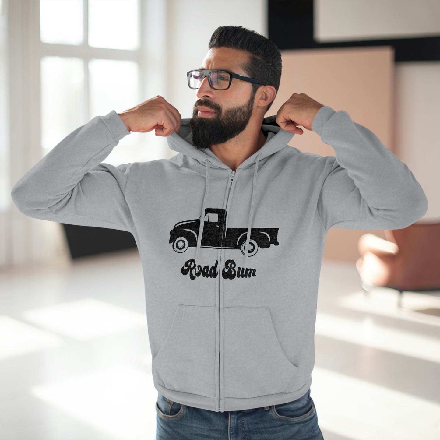 Men's Hooded Zip Sweatshirt - Truck