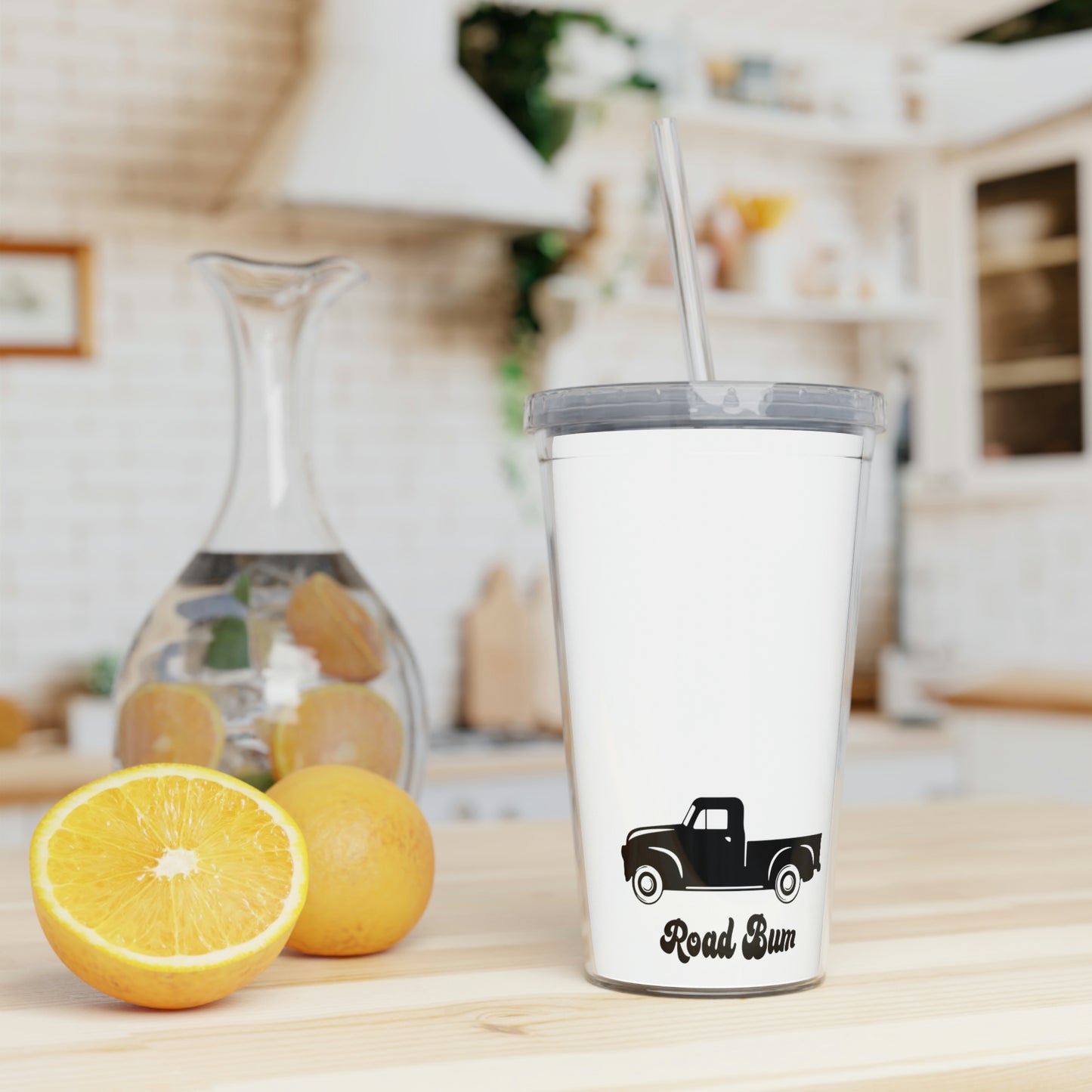 Plastic Tumbler with Straw - Truck