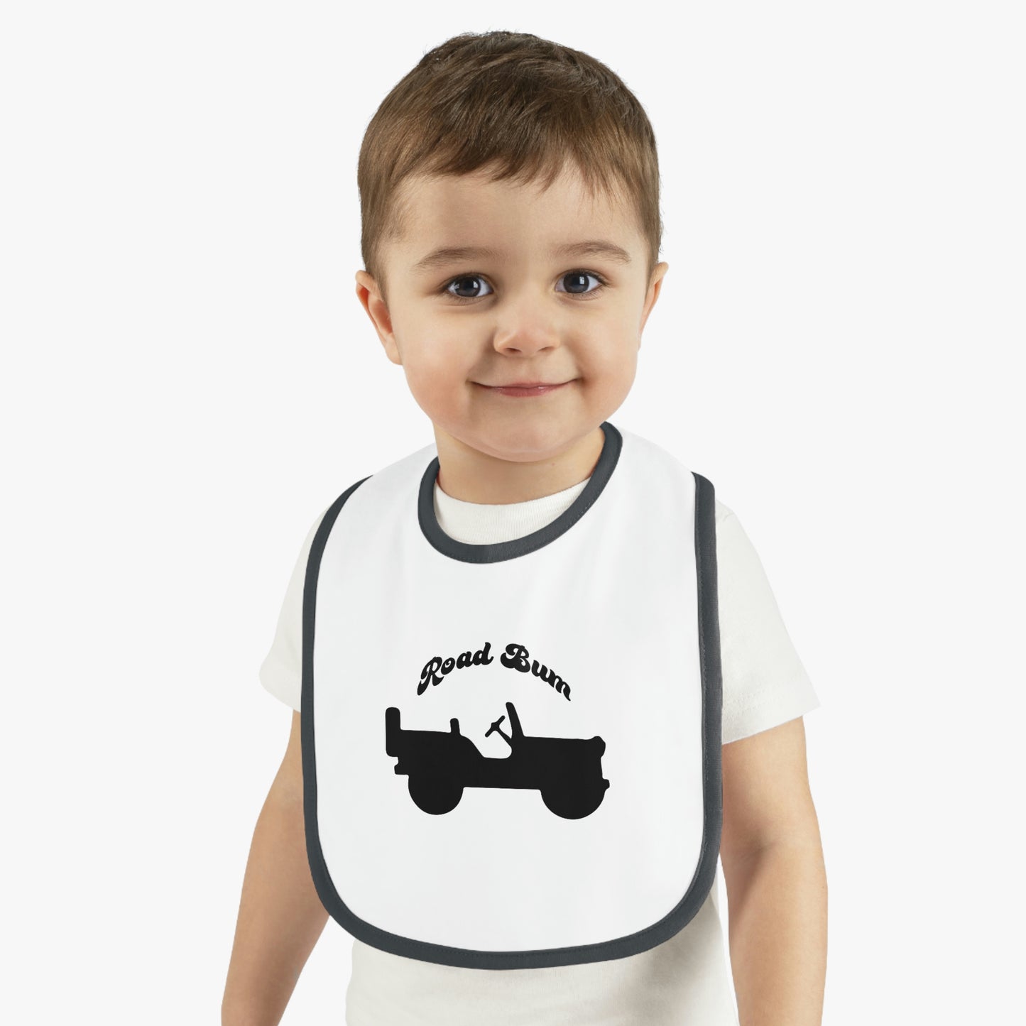 Baby Contrast Trim Jersey Bib - Jeep